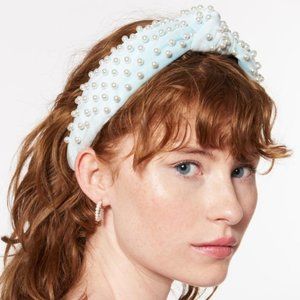 LELE SADOUGHI ICE BLUE PEARL KNOTTED HEADBAND